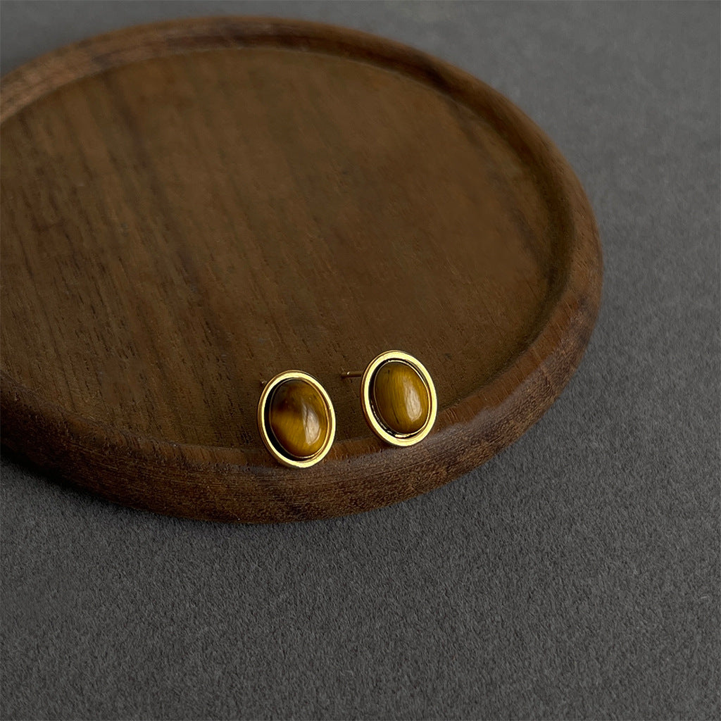 Women's Tigereye Niche Handmade French Entry Lux Earrings