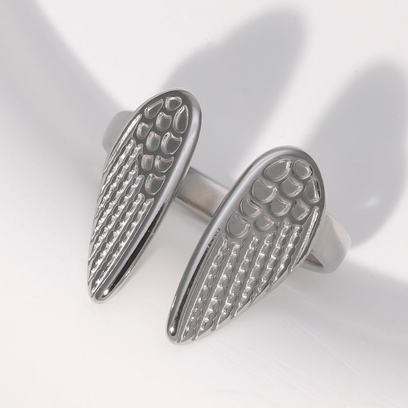 Steel Open Wings Personalized Minority Index Rings