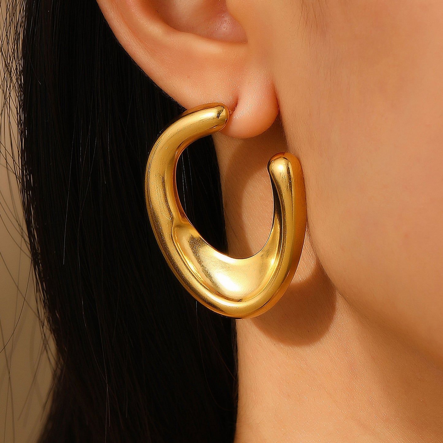Fashion Gold Stainless Steel Ear Vintage Earrings