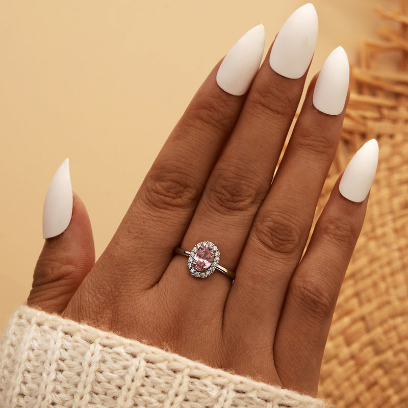 Artificial Pink Tourmaline Female Live Broadcast Rings