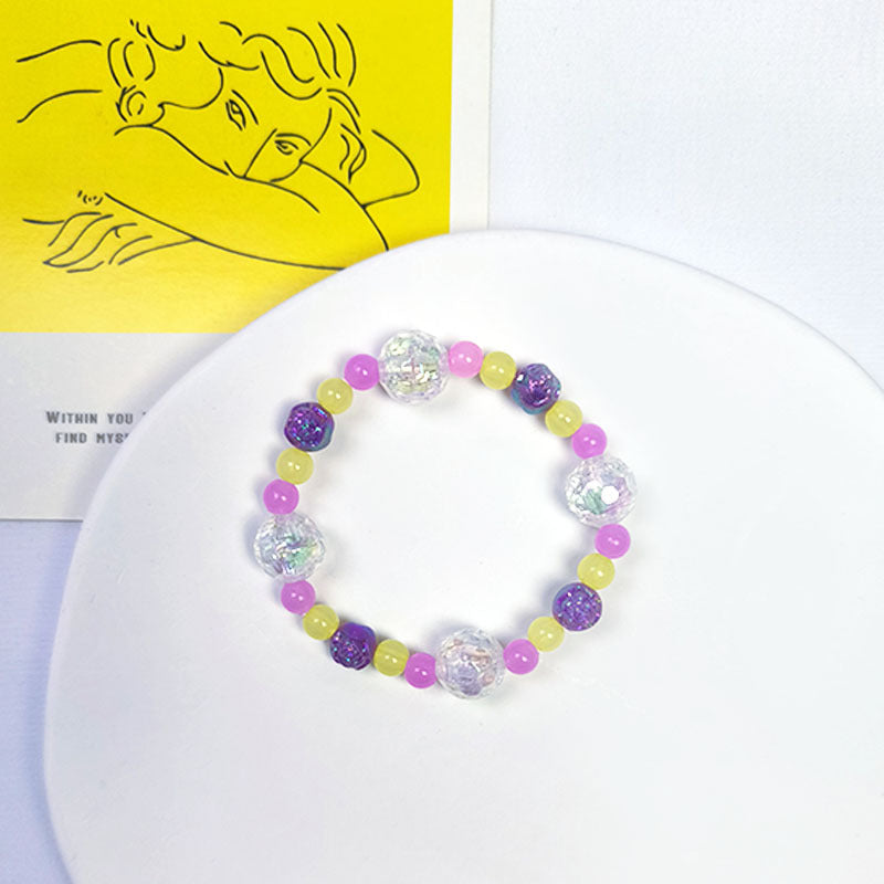 Women's Natural Amethyst Beaded Summer Acrylic Niche Bracelets