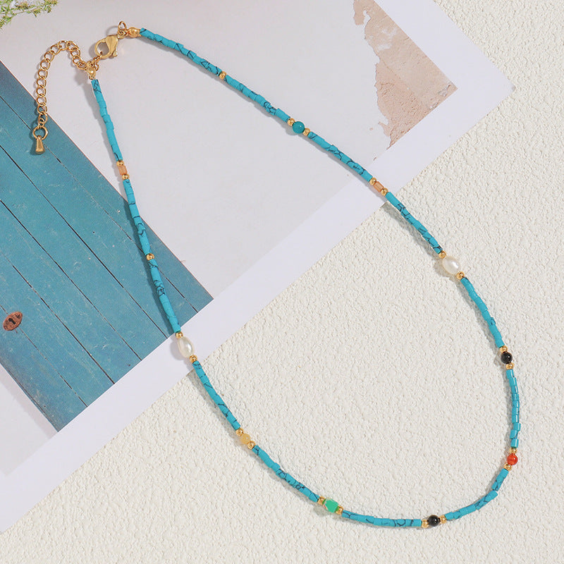 Blue Apatite Beaded Devil Angel Eyes Necklaces