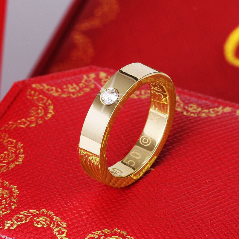 Women's & Men's Rose Gold Titanium Steel Diamond Live Card Signature Finger Rings