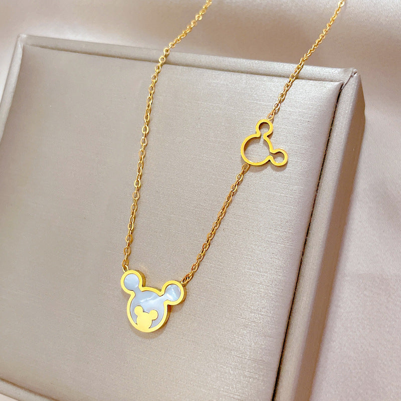 Titanium Steel Shell Mouse Minimalist Stove Real Necklaces