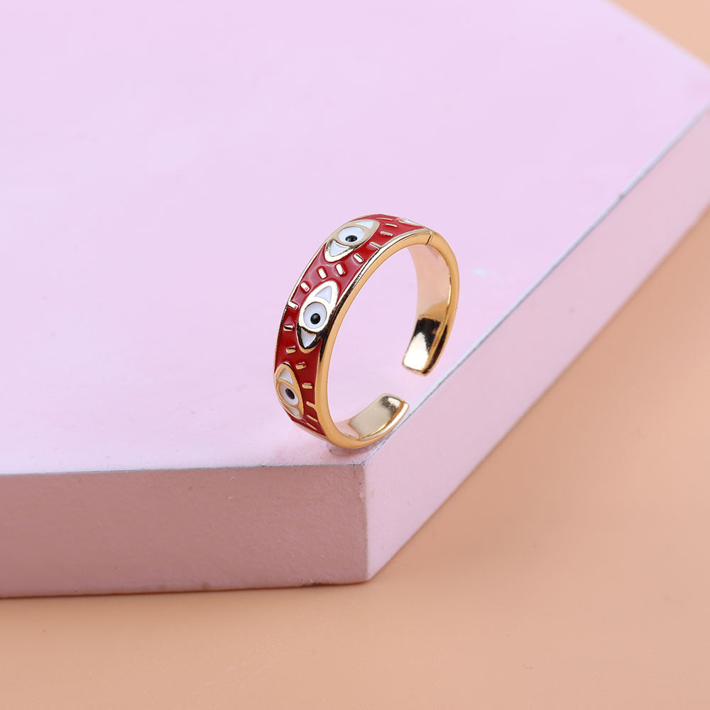 Fashion Gold Colorful Oil Devil's Eye Rings
