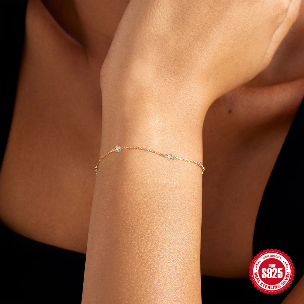 Women's Sterling Sier Classic Simple Diamond Versatile Bracelets