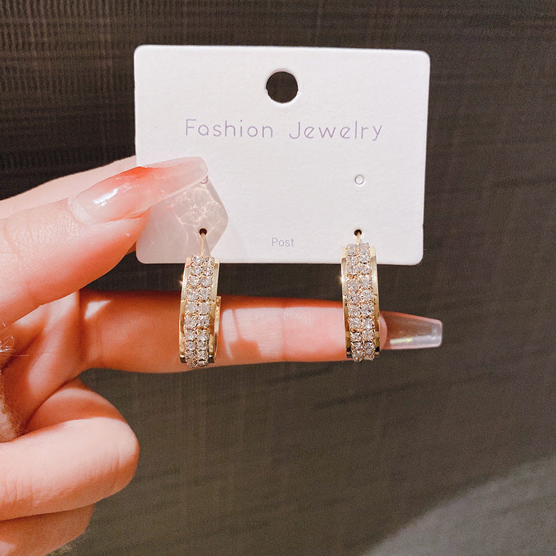 Women's Super Flash Hoop High-grade Light Luxury Temperament Small Earrings