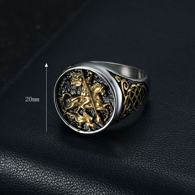 Men's Titanium Steel Vacuum Gold Plated St. Rings