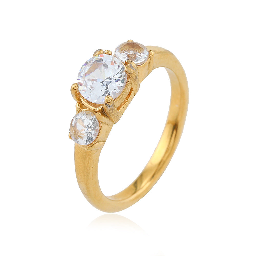 Inlaid Zircon Titanium Steel Female Advanced Rings