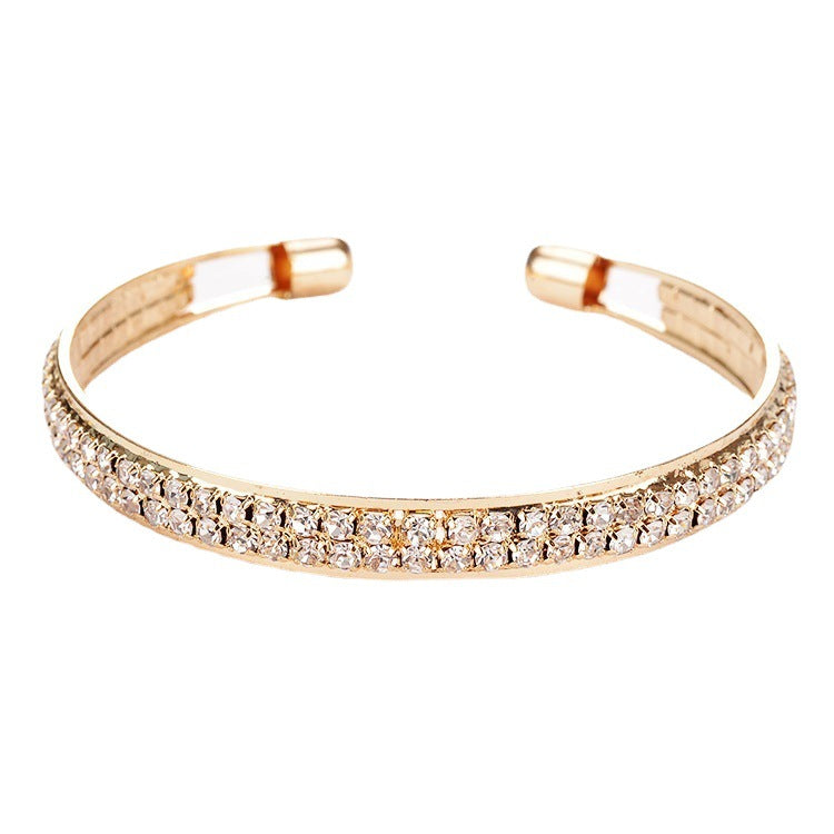 Women's High Quality Popular Rose Gold Sier Diamond 2 Bracelets