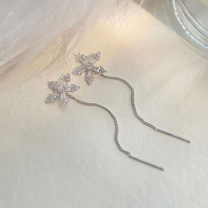 Women's Personalized Flower Tassel Mid-length Eardrops Rings