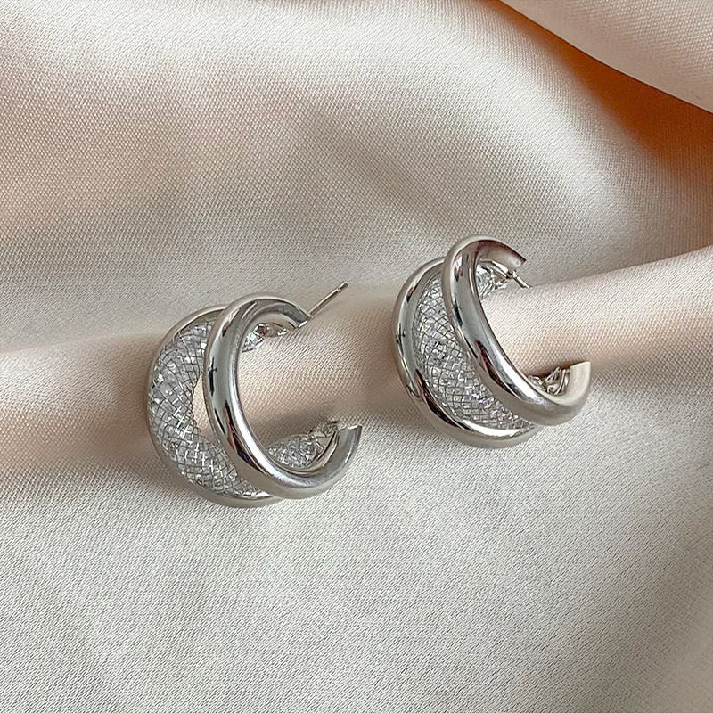 Women's Sier Simple Elegant Fashionable High-grade Niche Earrings