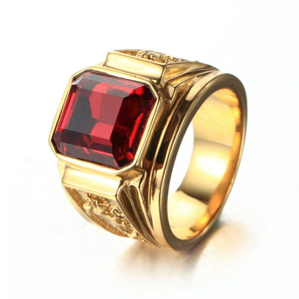 Men's Color Gem Personality Dragon Totem Fashion Rings