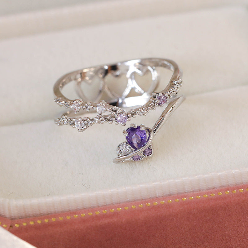 Micro Inlaid Zircon Niche Design Adjustable Rings