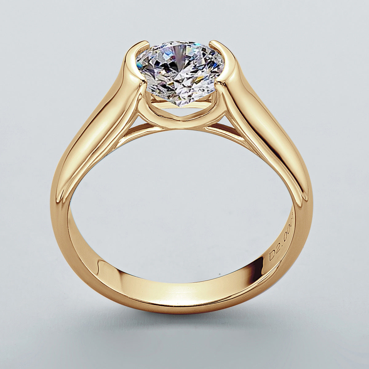 Women's Simple Temperament 2 Karat Color Moissanite Rings