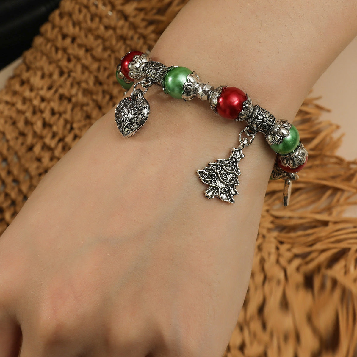 Jewelry Colorful Crystal String Beads Christmas Tree Bracelets