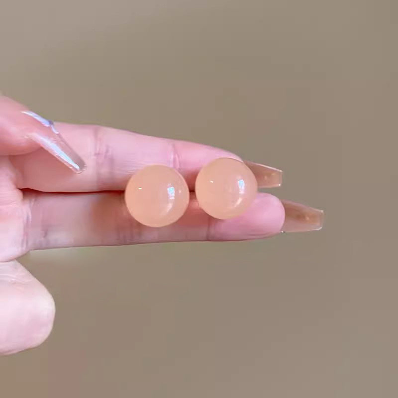 Women's Candy Color Resin Ball For Sweet Small Simple Korean Earrings