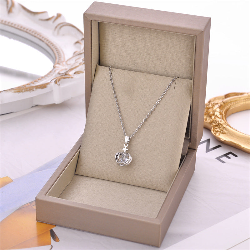 Crown Titanium Steel Female Clavicle Chain Necklaces