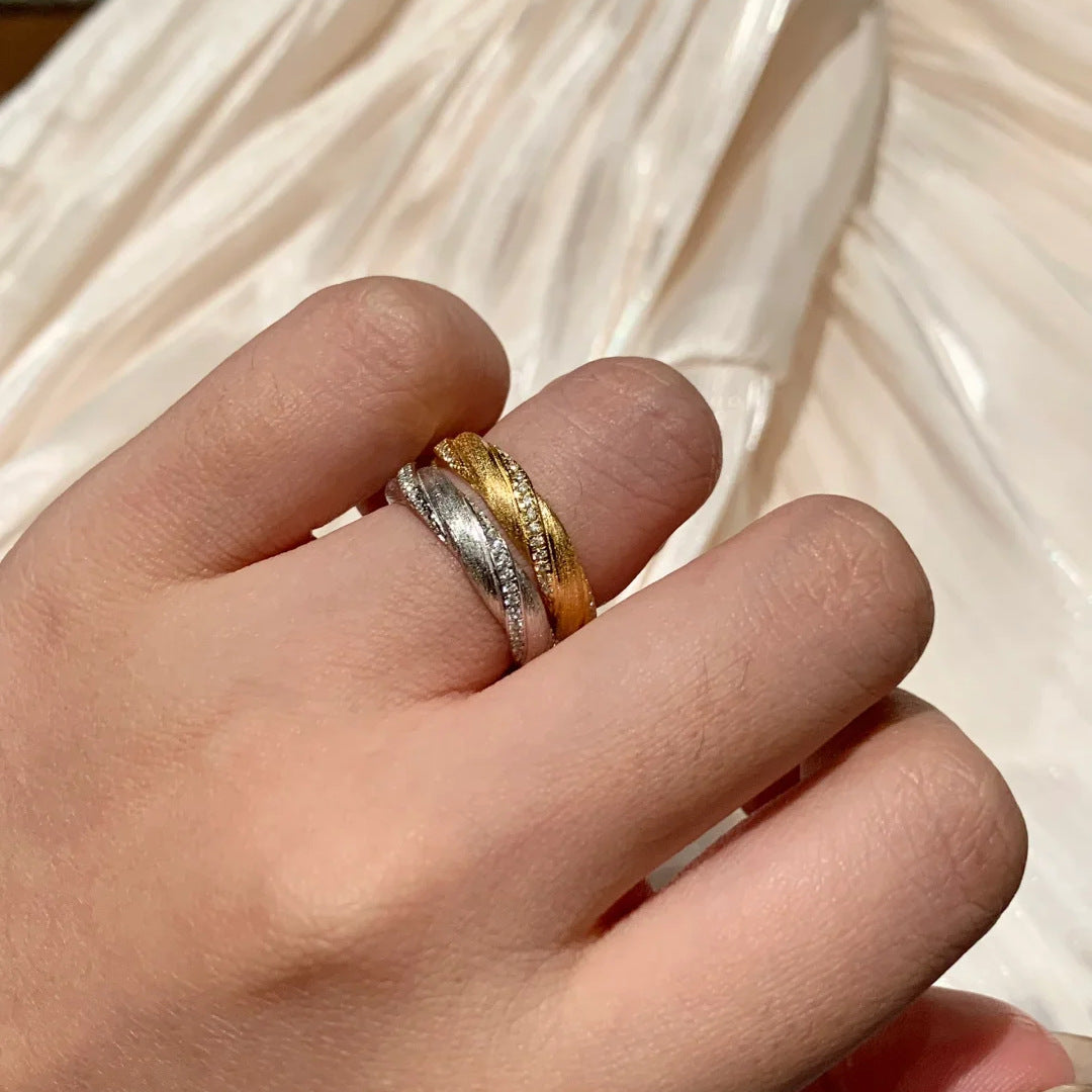 Style Brushed Rotating Twist Female Minority Fashion Rings