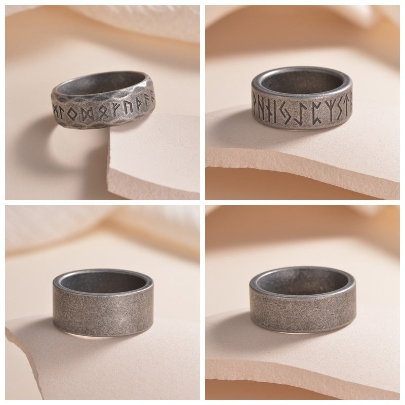 Men's Ancient Sier Accessories Old Titanium Steel Rings