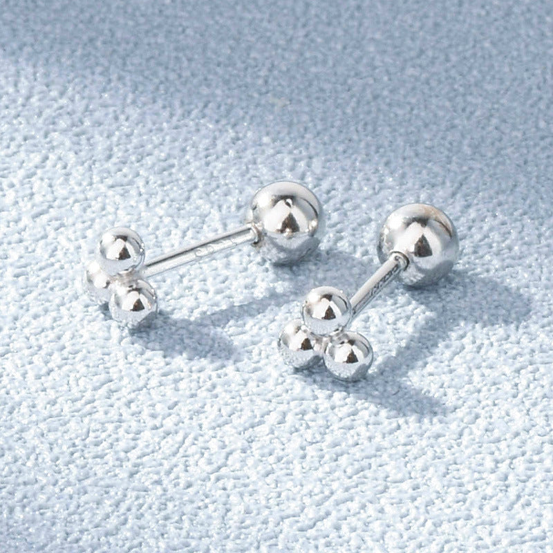 Sier Ball Ear Bone Geometric Simple Earrings