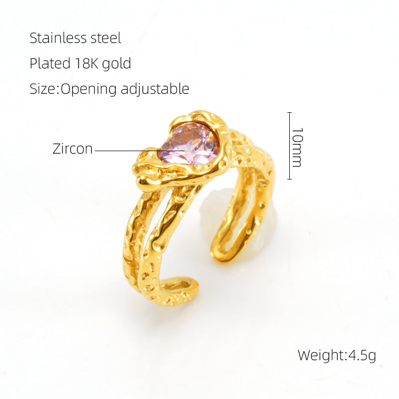 Titanium Steel Luminous Stone Open Female Rings