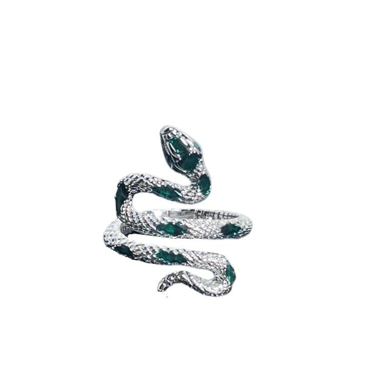 Women's Retro Green Zircon Drip Glazed Temperamental Cold Rings