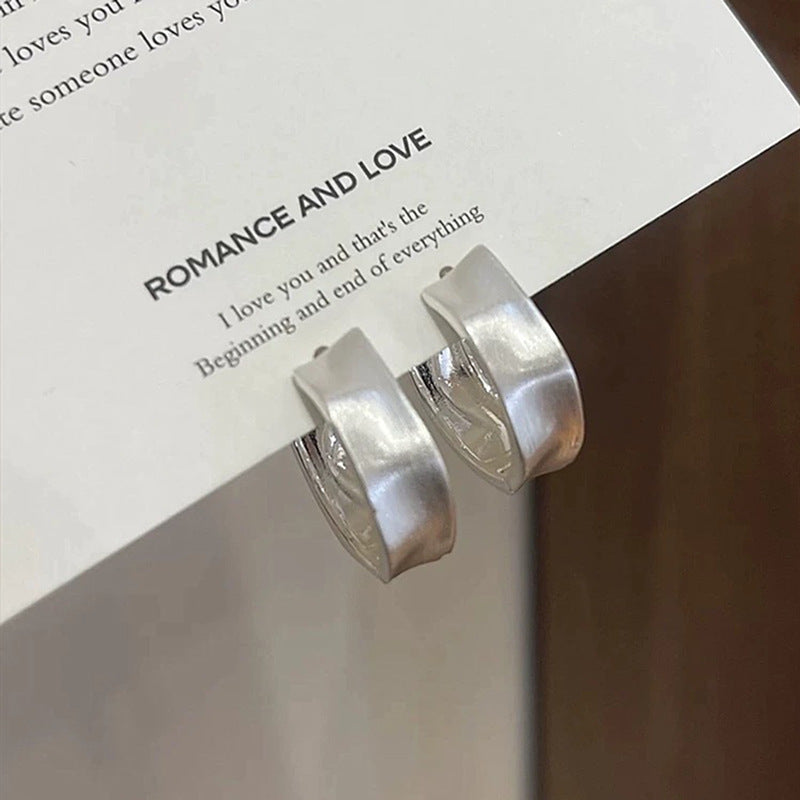 Metal French Style High-grade Frosted Hoop Earrings