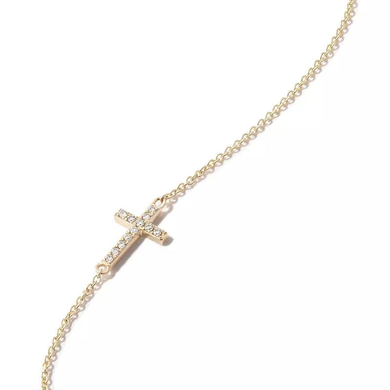 Entry Lux Sier Plated Diamond Cross Bracelets