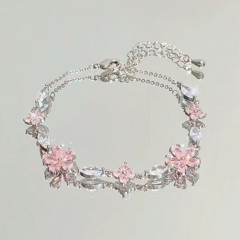 Pink Zircon Cherry Blossom Bow Female Special Bracelets