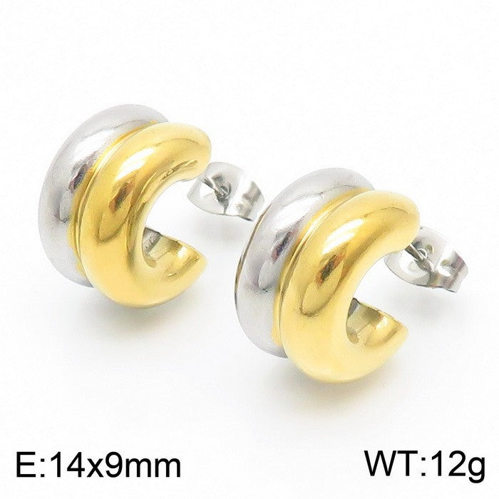 Two-tone Shaped Stainless Steel Commuting Fashion Earrings