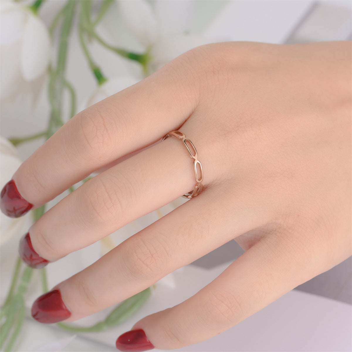 Women's Affordable Luxury Style Hollow Titanium Steel Rings
