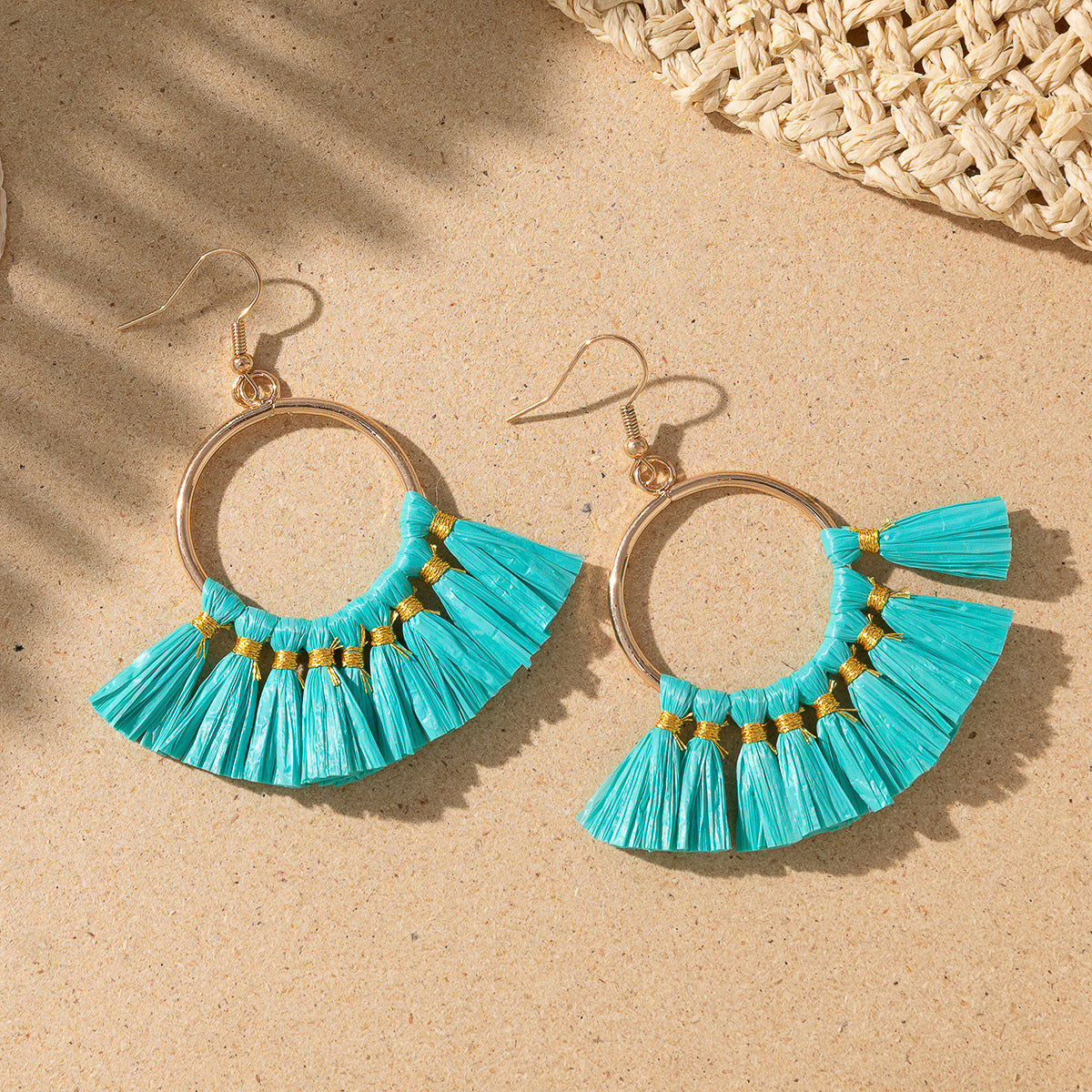 Women's Style Woven Raffia Design Sense Niche Earrings