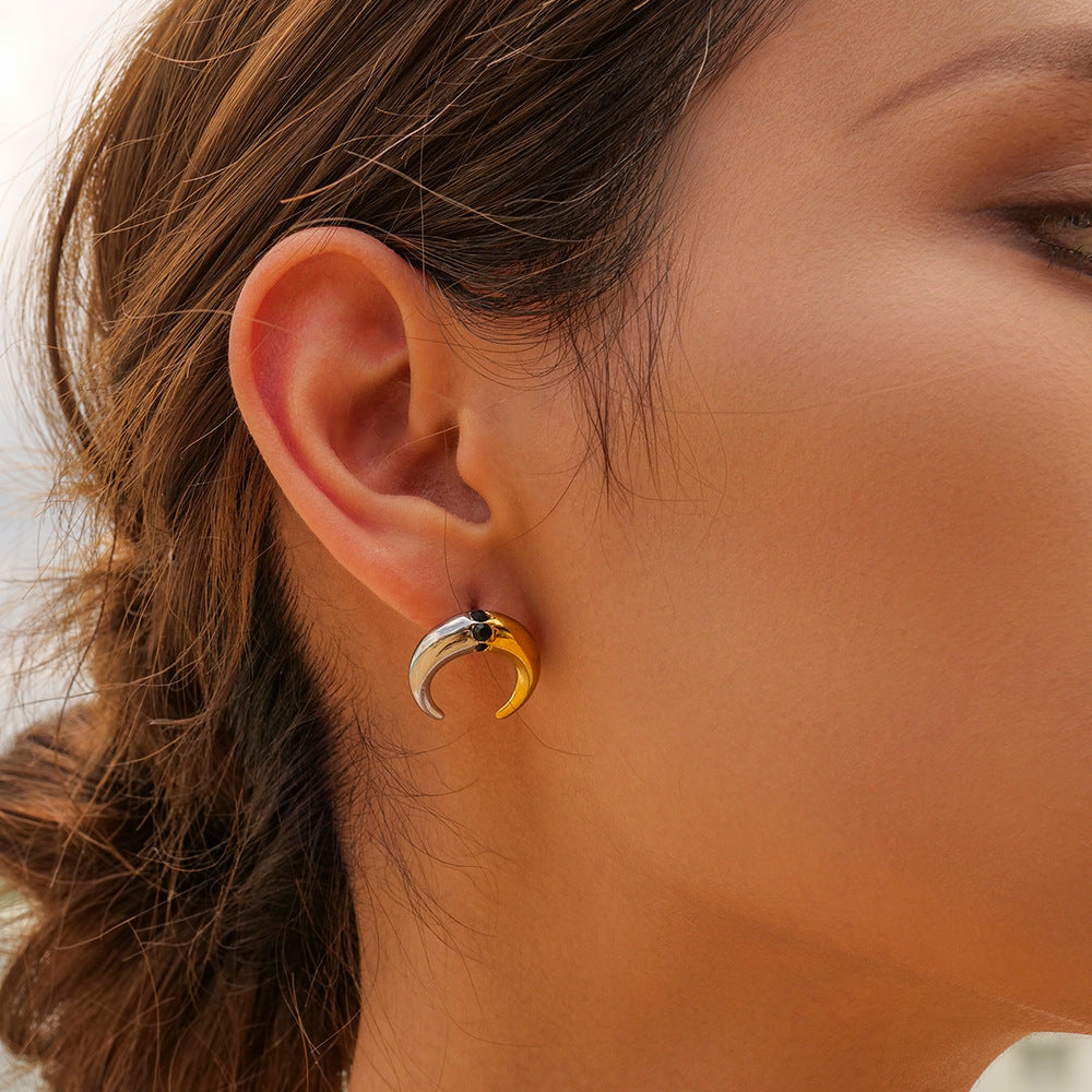 Two-color Electroplated Simple Gold Sier Advanced Earrings