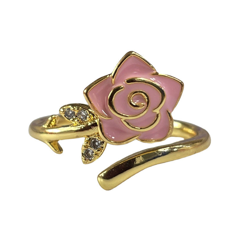 Butterfly Flower Light Luxury Enamel Drip Rings