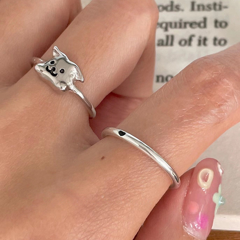Cute Cartoon Puppy Female Chinese Zodiac Dog Rings