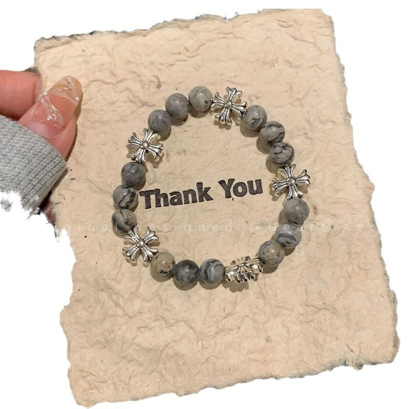 Women's & Men's Retro Black Beaded Light Luxury Minority Bracelets