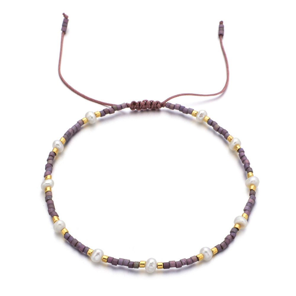 Bead Pearl Stylish Adjustable Woven Hand Strap Bracelets