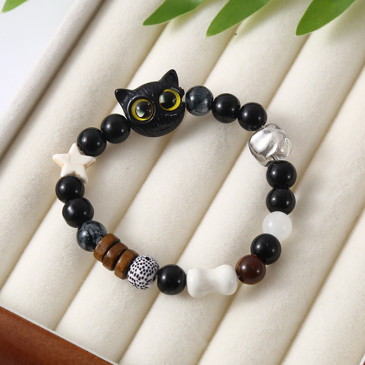 Cheese Black Sesame Kitty Cat White Bracelets