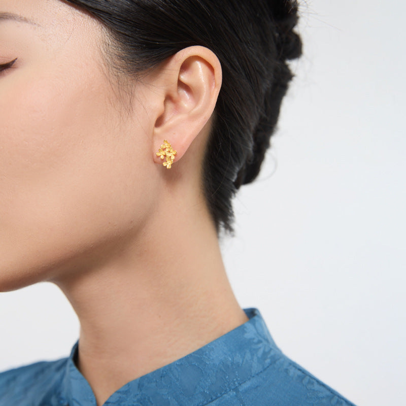 Osmanthus Drop Sterling Sier Chinese Style Earrings