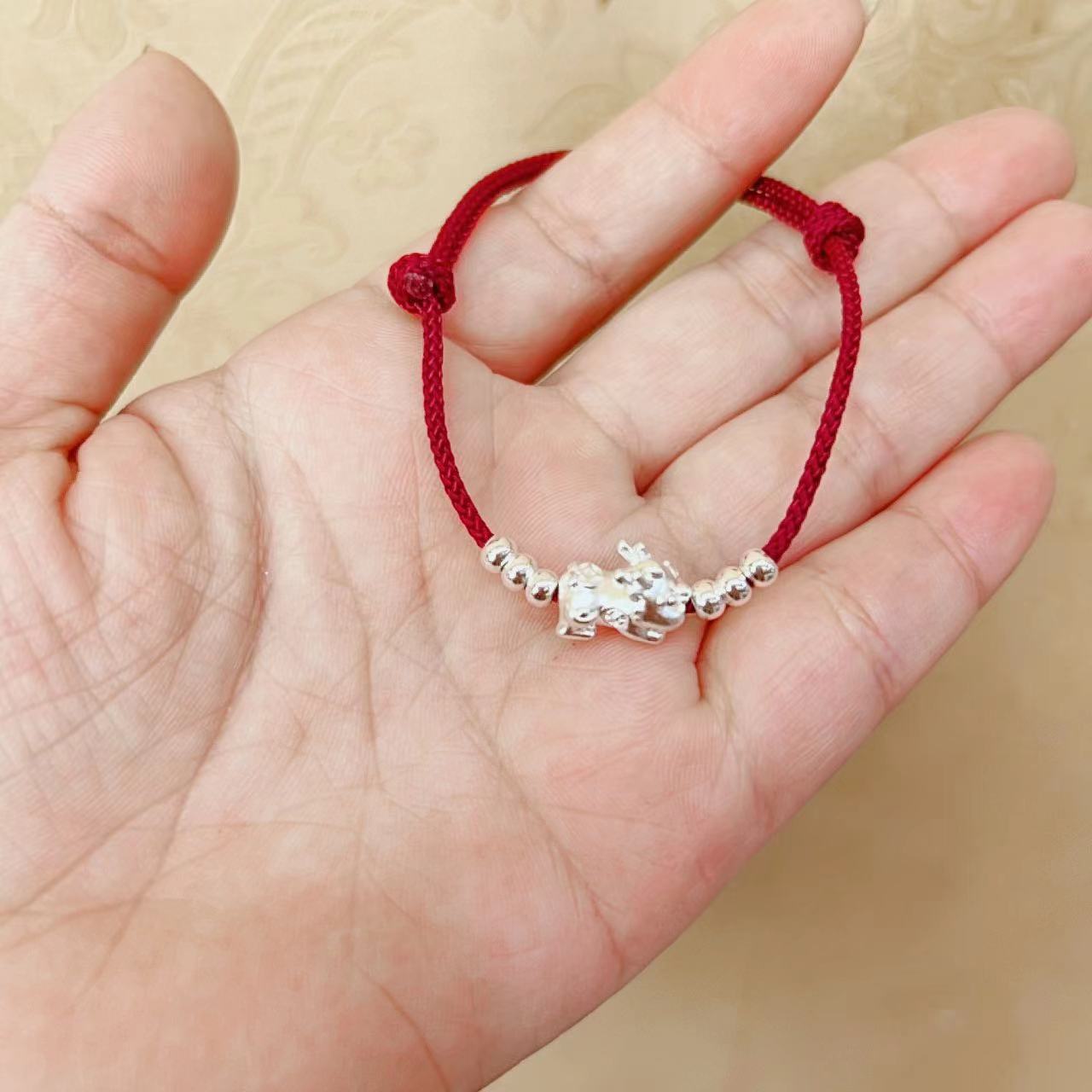 Women's National Style Pure Sier Woven Red Bracelets