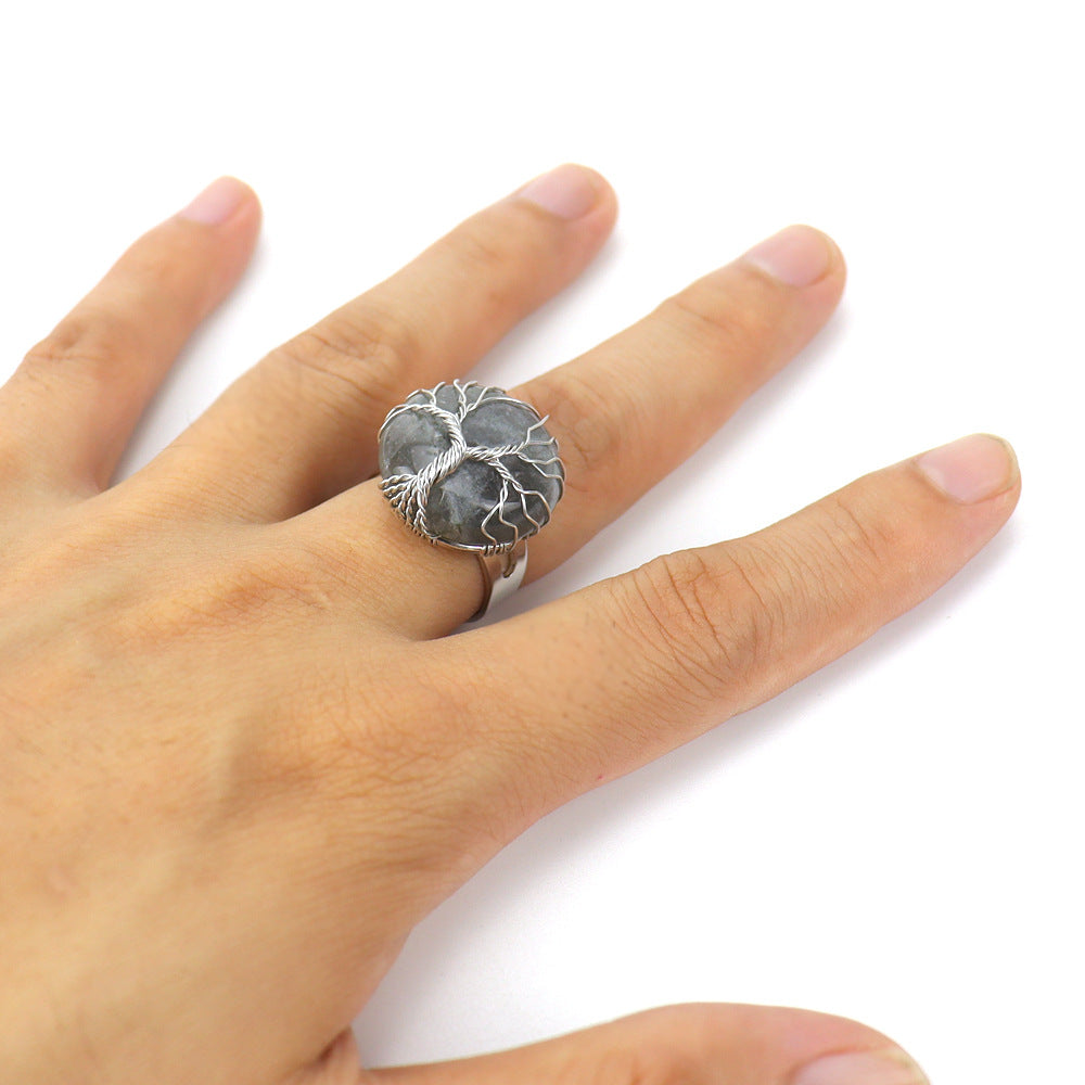 Handmade Winding Round Amethyst Lucky Tree Rings
