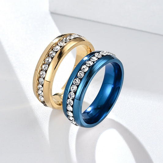 Style Niche Titanium Steel Single Row Stainless Diamond Rings