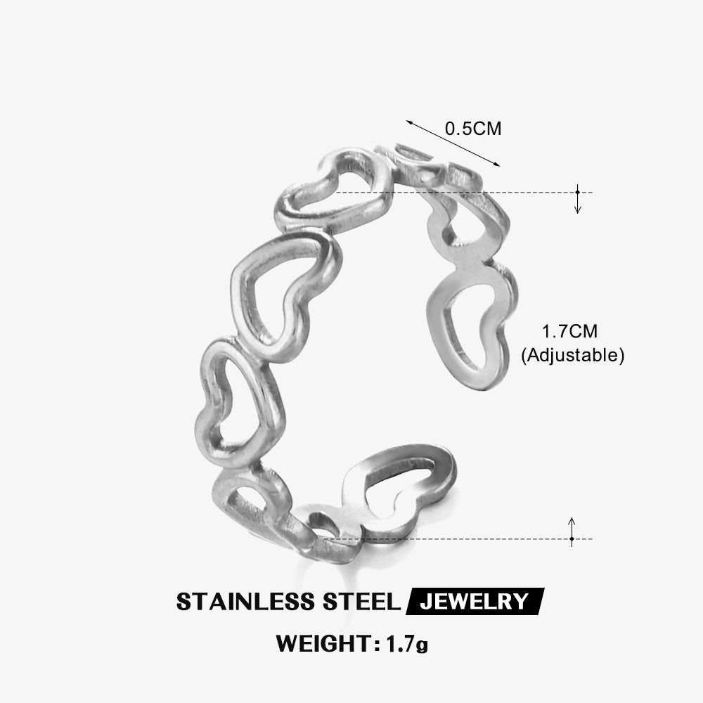 Women's Stainless Steel Hollow Love For Personalized Rings