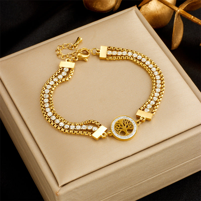 Vintage Gold Rhinestone Chain Butterfly Lucky Bracelets