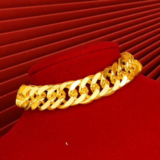 Men's Alluvial Gold Fu Character Pure Copper Gold-plated Simulation Bracelets