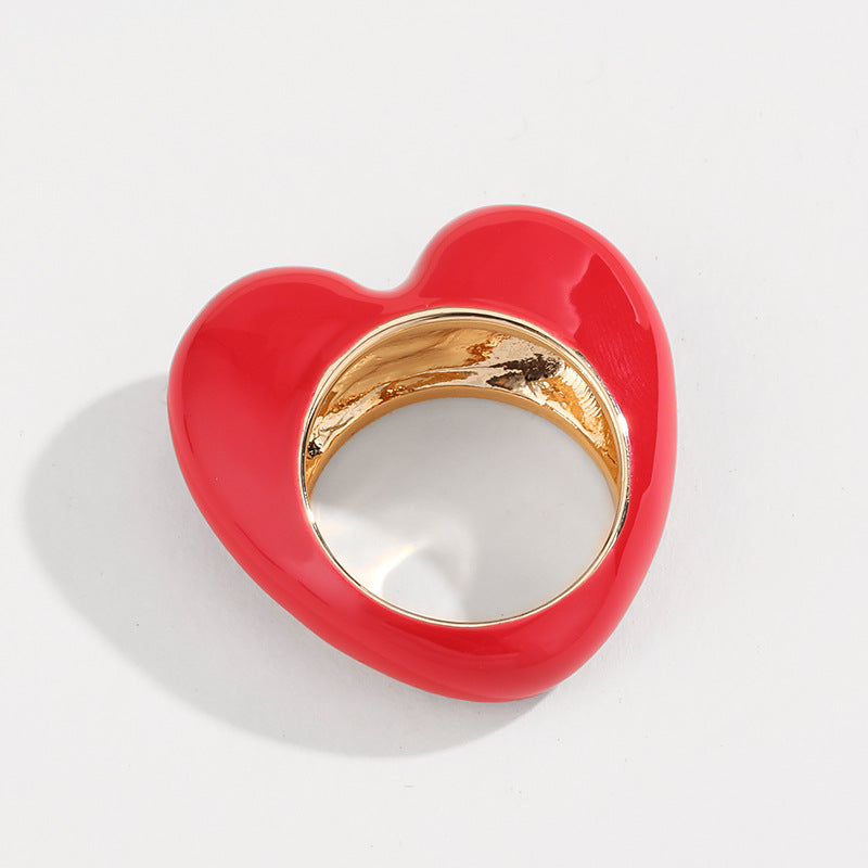 Peach Drop Oil Color Three-dimensional Enamel Rings