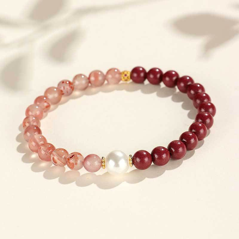 Women's Cinnabar Beaded Pearl Jade National Style Bracelets