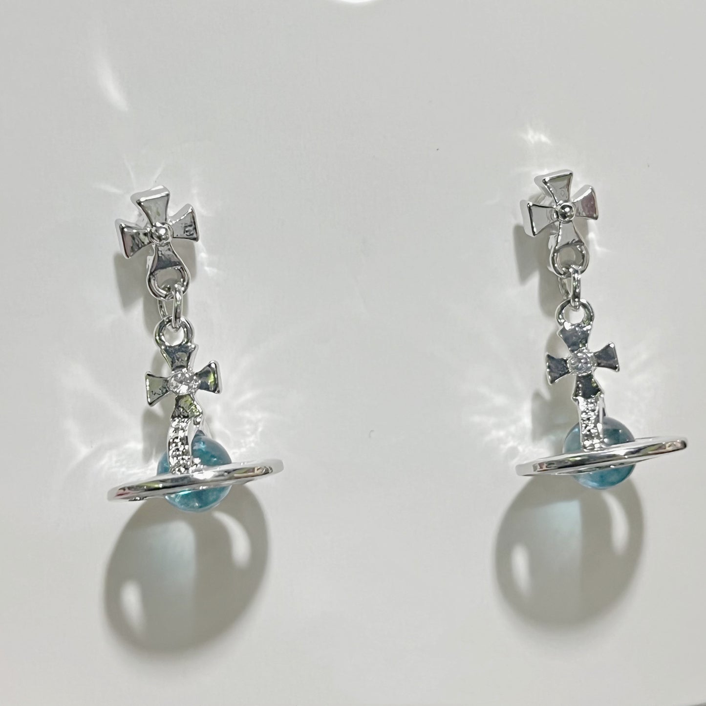 Needle Glass Ball Three-dimensional Saturn Female Niche Earrings
