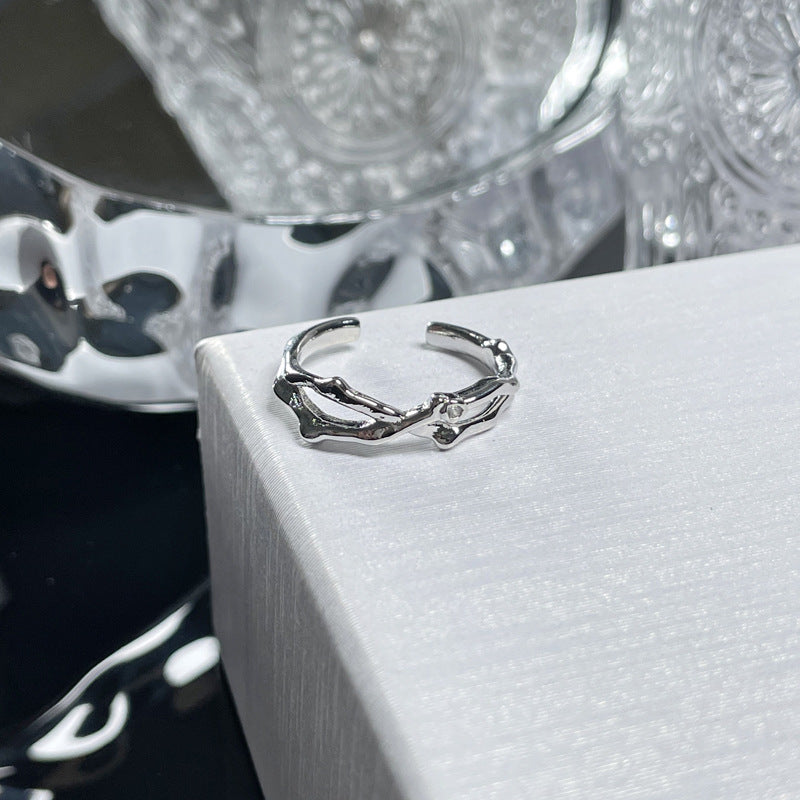 Simple Thorn Rose Open Female Irregular Texture Pleated Rings